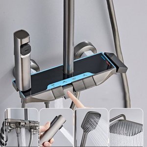 Ensemble de douche de salle de bain moderne à affichage numérique en laiton massif, 4 fonctions, mitigeur pluie avec jet pour projets hôteliers et villas - Product Image 4
