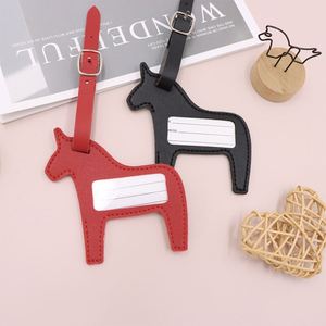 RTS Fashion PU Leather Horse-shaped Luggage <b>Tag</b> Portable Suitcase <b>ID</b> Labels with Privacy Name Card Travel Accessories - Product Image 4
