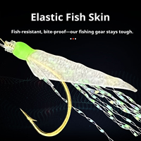 Rig Sabiki 6 Senar Baja Karbon Tinggi untuk Umpan Ikan Laut Air Asin, Dilengkapi Skin Flasher, Umpan Bercahaya, dan Barrel Glow untuk Perlengkapan Memancing