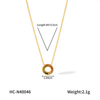 Collier en CZ arc-en-ciel pour femmes |   Acier inoxydable plaqué or avec incrustation de zircon multicolore, design de style Ins