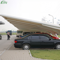 Abri de voiture incurvé en membrane PVDF Lyfe, anti-âge, pour extérieur, abri pour véhicules, pour parking