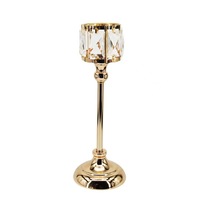 Porte-bougie en cristal doré en forme de couronne, chandelier vintage pour la décoration de mariage