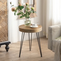 Petite table basse de style Wabi-sabi japonais, table d'appoint à profil bas, table d'appoint de canapé en bois massif, design vintage vieilli, table basse
