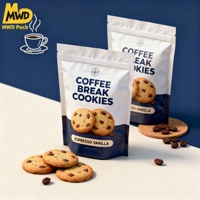 Miaowadi personnalisé bleu blanc fermeture éclair sac d'emballage alimentaire imprimé matériaux composites Biscuits et biscuits pochette debout