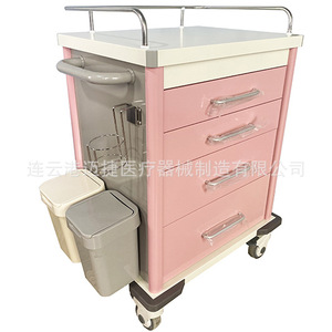 Chariot d'hôpital Myljeller en plastique et acier, chariot d'urgence à 4 tiroirs, véhicule de soins infirmiers médicaux - Product Image 2