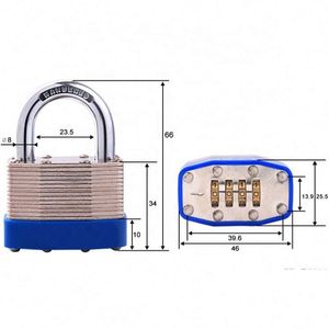 กุญแจล็อคแบบผสม WEKIS ขนาด 45 มม. ตัวล็อคทำจากเหล็กชุบแข็ง พร้อมตัวล็อคแบบแผ่นโลหะ ทนทาน ใช้กับประตูโลหะ มีล้อทองเหลือง 4 ล้อ ปลดล็อคได้ด้วยกุญแจ - Product Image 5