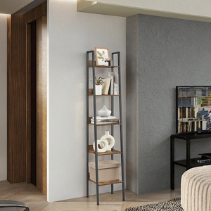 Étagère à livres <span class=keywords><strong>vintage</strong></span> à 5 niveaux, écologique, étroite, en forme d'échelle, pour la maison, le bureau, le salon, la chambre, la <span class=keywords><strong>cuisine</strong></span>, brun rustique - Product Image 3