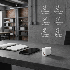 Chargeur rapide Cantell 25W double USB A+C PD avec sortie 5V/3A pour la maison et les voyages, compatible avec les prises US/EU/UK et les téléphones mobiles - Product Image 4