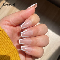 Nouvel Arrivage Easywell – 30 Faux Ongles Courts en Forme de Cercueil, en Gel Acrylique Souple, à Presser, pour Usage Personnel