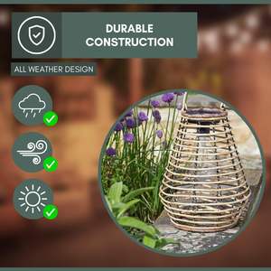 Linternas solares LED de ratán, linternas de iluminación para jardín, luz de jardín, decoración de jardín, luz tejida para el hogar, linternas colgantes de ratán para exteriores - Product Image 5