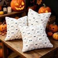 Bantal Boneka Poliester Seri Tengkorak Hantu Halloween Lintas Batas, Bordir 3D, Isi Kapas PP, 31cm-50cm, Dekorasi Liburan