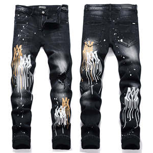 Jeans en Denim Déchiré de Style Hip Hop Mode de Haute Qualité Imprimé Personnalisé pour Hommes - Product Image 3