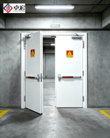 Porte en acier ignifugée homologuée UL, 120 minutes, avec barre anti-panique, pour salle technique