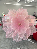 Fleur de pavot rose géante artificielle en soie, grande décoration florale pour mariage, fête, exposition en centre commercial