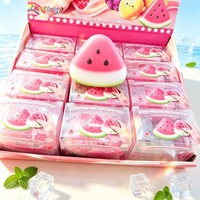 Nouveau design Jouets à presser en forme de fruits simulés (pastèque, fraises, ananas) au toucher croustillant, jouets anti-stress en PU de haute qualité