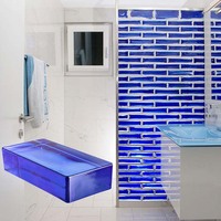 Briques de verre à coins vifs, briques de verre décoratives à fusion à chaud pour cloison, 240x115x53mm, briques de verre pour la construction