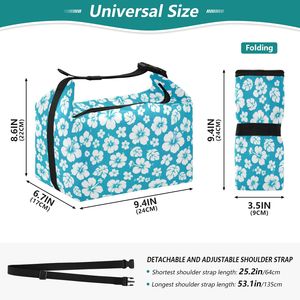 Sac à lunch isotherme imprimé Aloha Collection, imprimé hibiscus, sac isotherme portable avec logo personnalisé et sangle détachable - Product Image 2