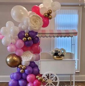 Stand d'exposition de fleurs pliable en bois roues fêtes décoration fête d'anniversaire mobile dessert gâteau blanc acrylique chariot à bonbons - Product Image 2