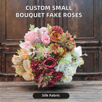 Bouquet de petites roses artificielles en soie sur mesure, 6 têtes, 30 cm, pour le Nouvel An