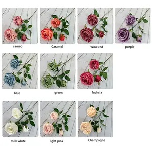 Wholesale Wedding Decoration Party Supplies Bouquet Decorative Velvet Silk Preserved Artificial Roses Flowers