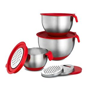 Ensemble de 5 bols à mélanger personnalisés en acier inoxydable de haute qualité, antidérapants, avec couvercles en PE, pour salades et pâtisseries, très populaires et économiques - Product Image 5