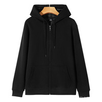 Automne hiver transfrontalier Joker veste manteau 100% coton couleur unie fermeture éclair à capuche Cardigan pour hommes femmes pull décontracté ample