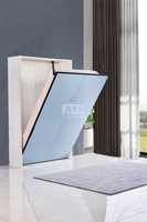 Lit mural en bois pliant horizontal caché lits muraux meubles de chambre à coucher lit de rangement moderne Murphy Queen taille unique