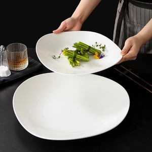 Assiettes à dîner jetables en céramique <span class=keywords><strong>blanche</strong></span> haut <span class=keywords><strong>de</strong></span> gamme Design minimaliste pour la présentation <span class=keywords><strong>de</strong></span> soupe froide Restaurants hôtels - Product Image 2