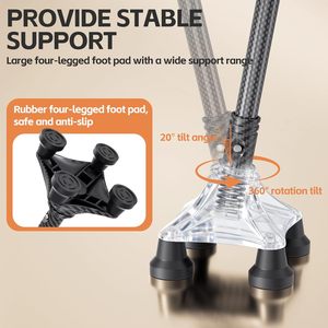 Bastón de Fibra de Carbono con LED, 220LBS, <span class=keywords><strong>Extensible</strong></span>, Altura Ajustable, Mango en T, Bastones de Luz LED, Ayuda para Caminar para Personas Mayores y con Discapacidad - Product Image 3