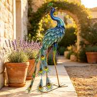 Grande statue de paon en métal, décoration de jardin, statue en métal pour patio, villa, jardin