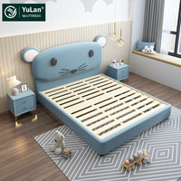 Luxe moderne mignon dessin animé lit cadre en bois massif en cuir souris dessin animé lit