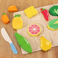 Premium Houten Snijvoedsel Speelset Voor Kinderen Realistische Fruitgroenten Taarten Met Houten Mes En Opbergblad