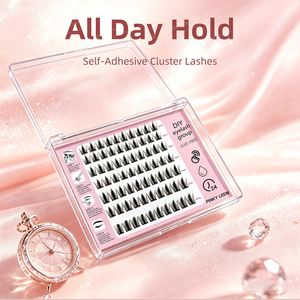 DIY Cluster <b>Lashes</b> Professional D Curl Effect <b>Glue</b> Free Reusable 0.07MM PBT with Black Cotton Band for Quick Use - Product Image 4