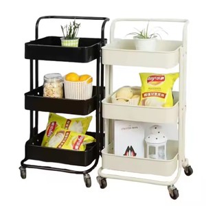 Chariot de rangement pour salle de bain facile à déplacer en métal mince à 3 couches Techniques de laque pour le stockage des épices alimentaires pour le salon - Product Image 4