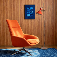 Fauteuil pivotant pour invités avec base en métal moderne, revêtement personnalisé écologique pour hall d'hôtel, appartement, salon, salle à manger, séjour