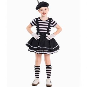 Disfraz de Artista Mímico para Mujer, Traje de Rayas Blancas y Negras para Halloween y Cosplay - Product Image 4