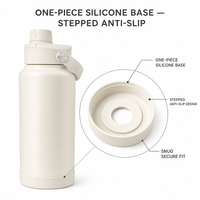 Bouteille isotherme Commuter 32oz avec base en silicone antidérapante monobloc, couvercle anti-fuite, bouteille sous vide en acier inoxydable 18/8