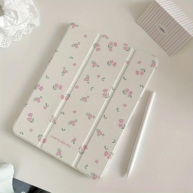 New Mirror Pink Floral Pattern Case For iPad 2022 11 Inch Tri Fold Stand Cover For iPad Air4 Air5