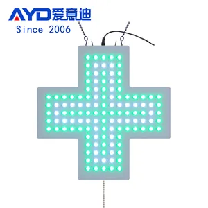 Mini Placa de acrílico LED para farmácia, painel branco para interior, 12*12 polegadas, display LED verde branco para pendurar na janela