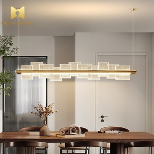 Lampadario LED Postmoderno Creativo in Acciaio Inox per Tavolo da Pranzo Lungo, Lampada a Sospensione Minimalista Moderna Nordica - Product Image 3