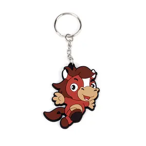 Customized promotional Multi-colored Big Eyes Keychain Cute Cartoon Pony 2D Rubber Soft PVC Keychain Custom keychain