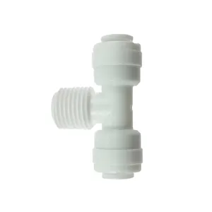 Reverse Osmosis Quick Pipe Fitting T Shape Tee 1/4 3/8 Hose 1/4 3/8 Male Thread R O Water Plastic Coupling Connector