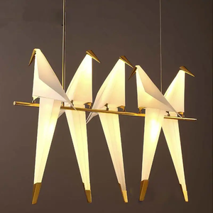 Candelabro de papel perca pájaros restaurante sala de estar comedor habitación de los niños lámpara de <span class=keywords><strong>origami</strong></span> LED pájaro diseñador lámpara de araña - Product Image 1