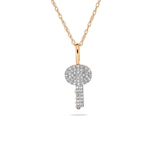 Milskye hip hop joyería 925 plata esterlina 18K chapado en oro pavé zirconia llave colgante mujeres clavícula cadena collar - Product Image 6