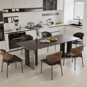 Juego de <span class=keywords><strong>Mesa</strong></span> y <span class=keywords><strong>Sillas</strong></span> de Comedor de Estilo Italiano Minimalista, de Madera Maciza y Losa de Piedra, Estilo Retro, para Apartamentos Pequeños y Restaurantes - Product Image 4