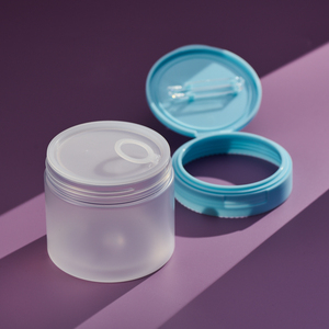 Couleur personnalisée givrée clair 80ML 300ML 66MM 82MM capuchon à rabat gel mat maquillage tampon de coton masque facial pot de crème pour le corps avec pince - Product Image 1