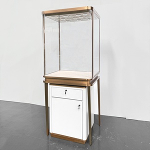 Vitrine à bijoux moderne de luxe en acier inoxydable de haute qualité, éclairée par LED, pré-assemblée, personnalisable, pour la présentation de bijoux - Product Image 4