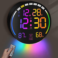 Grande horloge murale numérique avec affichage LED, alarme, minuteur, heure d'été, température, humidité, gradation automatique, télécommande, veilleuse