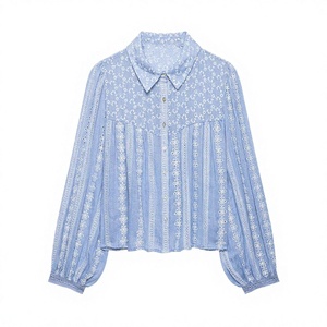 SHENZHU 2026 Printemps/Été Chemise Femme Coupe Droite Vintage à Col Manches Longues Imprimée Creuse Boutonnage Simple 4387025 - Product Image 2
