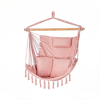 Fauteuil suspendu pliable en macramé avec coussin en tissu et toile, confort bohème pour l'extérieur